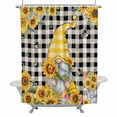 thumbnail image 2 of Sunflower Gnome Shower Curtain for Bathroom Decor, Yellow Flower Bee Spring Plant Buffalo Plaid Waterproof Fabric Shower Curtain, 54"x78" Set with 12 Hooks, 2 of 9