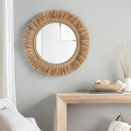 Alta Rattan Round Accent Mirror  Natural