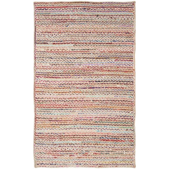 SAFAVIEH Cape Cod Jaylen Braided Striped Jute Area Rug, 5' x 8', Natural/Multi