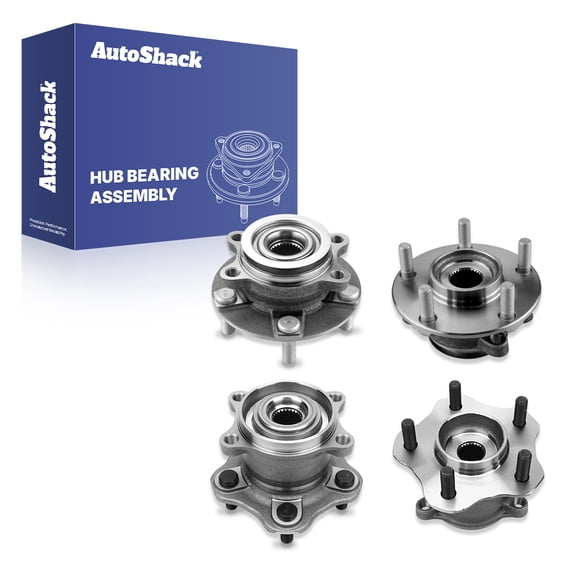 AutoShack Front & Rear Wheel Hub Bearing Assemblies without ABS Replacement for 2008-2013 Nissan Rogue 2014-2015 Nissan Rogue Select 4-PC Set