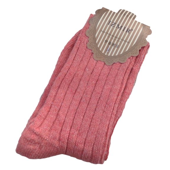 Lovely Annie 2 Pairs Women's Wool Socks Stripped Size 7-9(Coral)