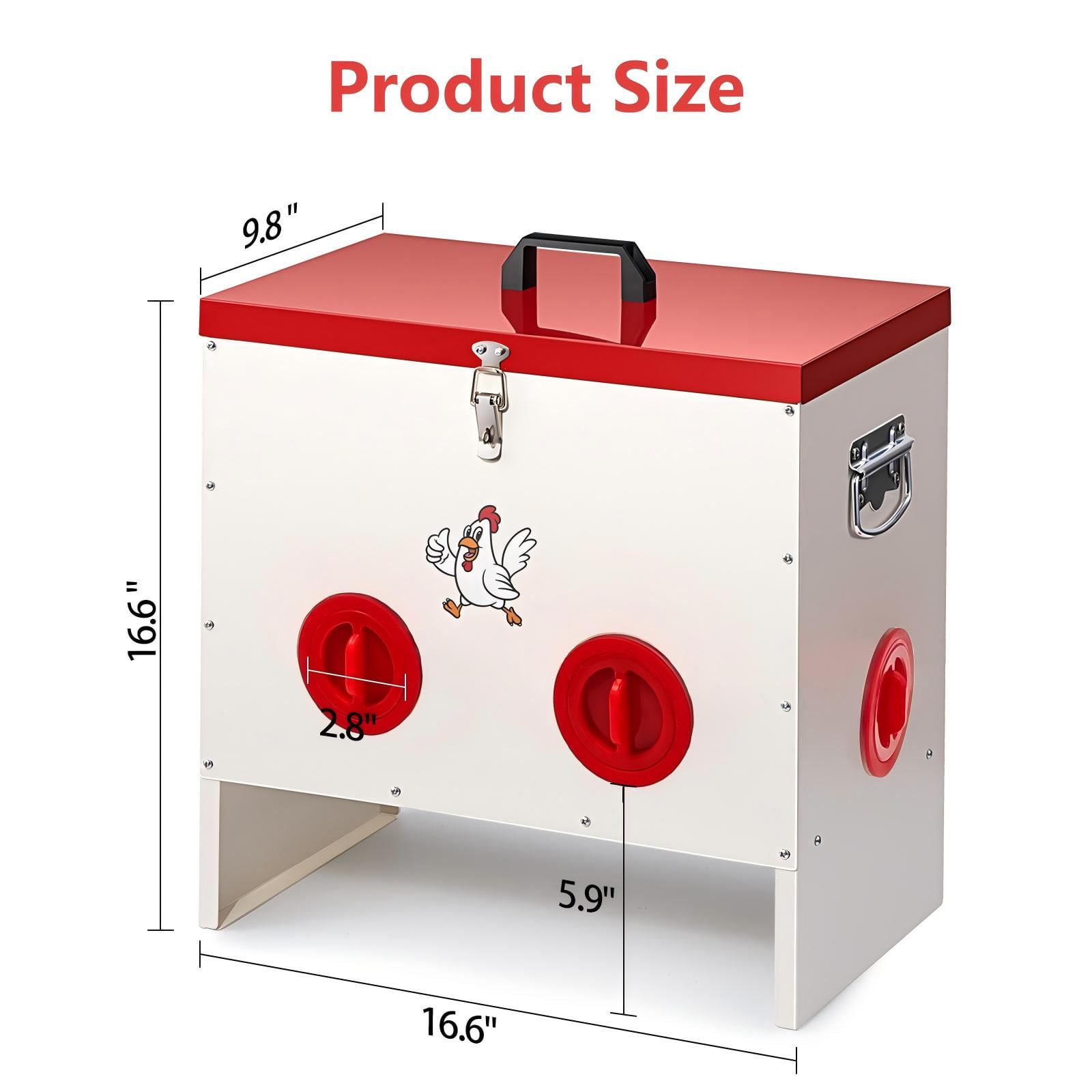SHZOND Automatic Chicken Feeder 50 LBS,6 Port Metal Poultry Feeder,Large Capacity Automatic Poultry Feeder System, No Waste Poultry Feeder with Locking Lid for Chickens, Ducks&Poultry