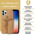 thumbnail image 7 of Case Yard Wooden Case Outside Soft TPU Silicone, Slim Fit Shockproof Wood Protective Phone Cover for Girls Boys Men and Women, Supports Wireless Charging Jesus Cross Design case for iPhone-12/12-Pro, 7 of 7