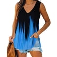 thumbnail image 2 of Playeras,Blusas y Tops,Ropa para Mujer Recortada camisetas sin mangas para las mujeres Mujeres Casual Tie Dye Impresión Cuello en V Sin mangas Chaleco Camiseta Blusa Tops (Blue, XXL), 2 of 6