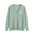 thumbnail image 2 of Kilaqueen Womens Button Down Cardigan Sweaters Sunflower Print Lightweight Long Sleeve Casual V Neck Open Front Soft Knit Sweater Cardigans Tops Fall Clothes, 2 of 5
