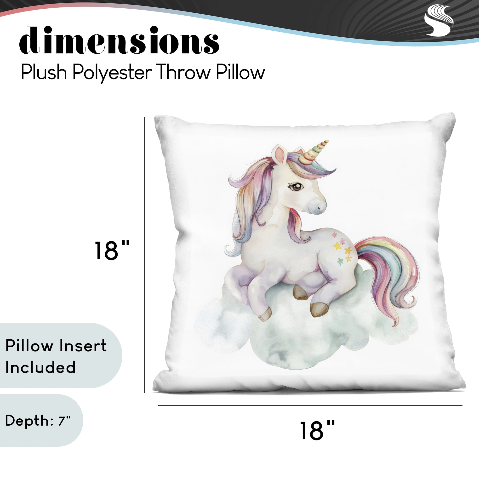 Stupell Industries Rainbow Unicorn on Cloud Decorative Printed Throw Pillow, design by Creative Studio