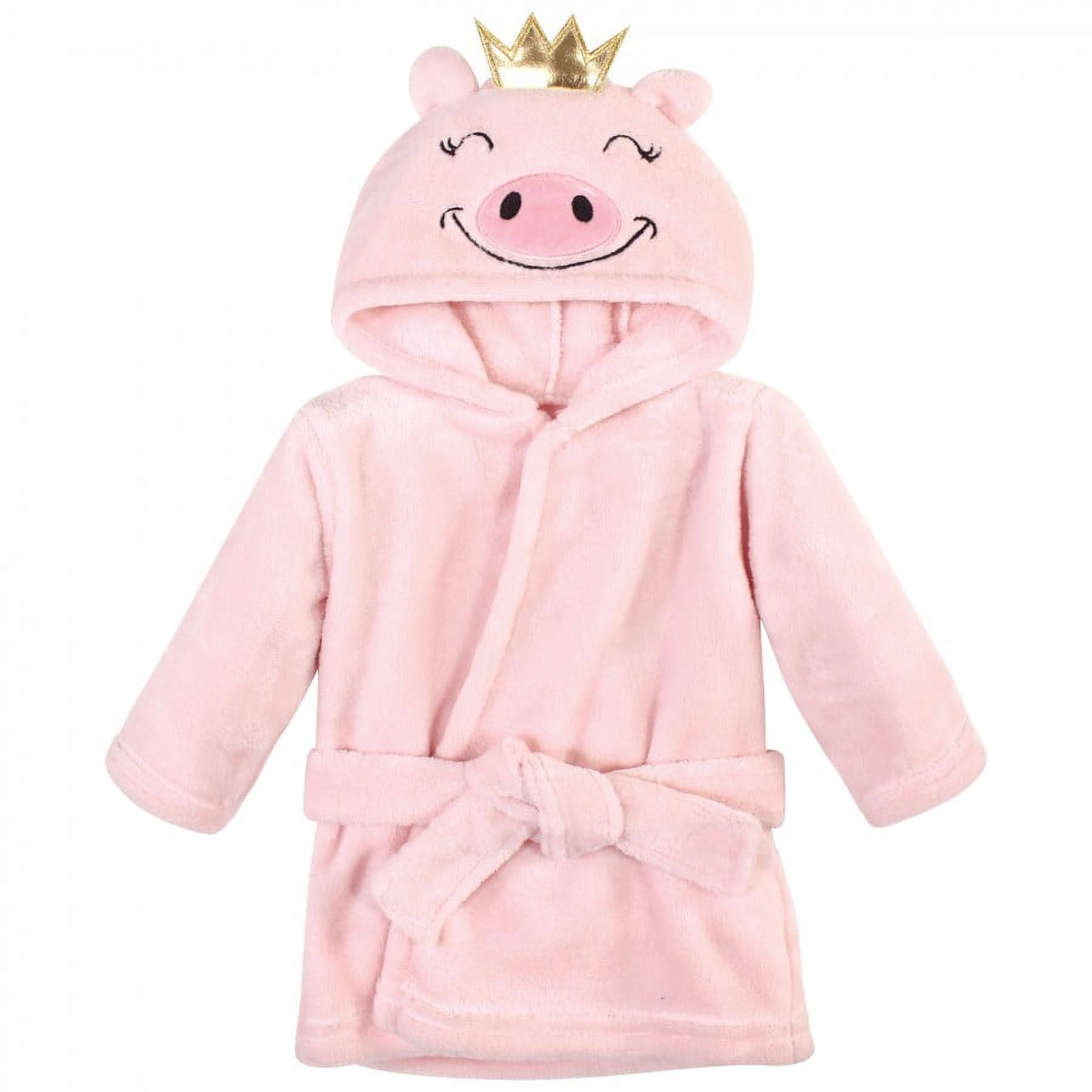 Hudson Baby Infant Girl Plush Bathrobe and Toy Set, Pig, One Size