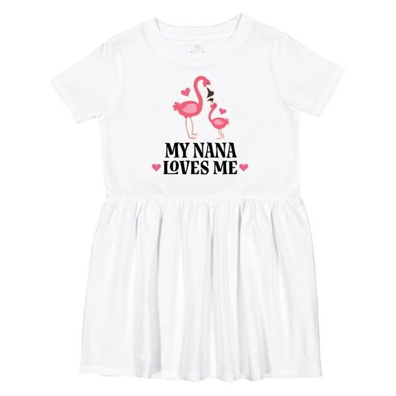 Inktastic Nana Loves Me Girl Flamingo Girls Toddler Dress