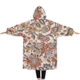 thumbnail image 2 of Oversized Wearable Blanket Hoodie,Beige Floral and Paisley Pattern Sherpa Blanket Hoodie with Super Pockets,Super Warm Fuzzy Pullover for Women & Men, 2 of 6