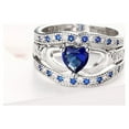thumbnail image 2 of Uloveido Platinum Blue Heart Love Ring Irish Friendship Ring Women's Engagement Triple Band Set Ring CZ Bridal Wedding Jewellery HR314-7…, 2 of 6