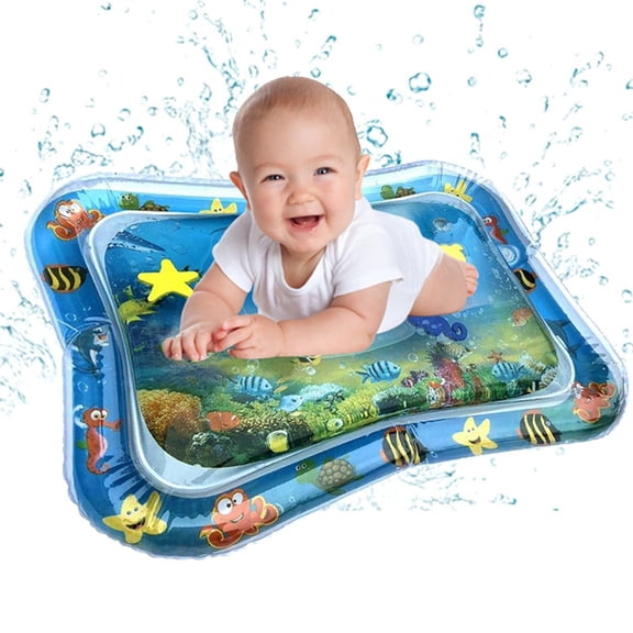 Inflatable Tummy Time Mat/Water Play Mat, A Toy To Help Your Baby Develop Muscles And Promote Growth, Portable, Ocean Theme, 26*19 Inches.