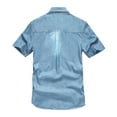thumbnail image 2 of Mens Shirt Denim Cotton Work Shirt Vintage Short Sleeved Cargo Shirts, 2 of 3
