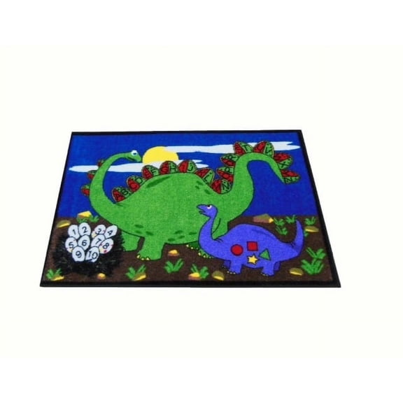 Kids World Carpets Dino Land Machine Tufted Nylon Area Rug - EXACT SIZE - EXACT SIZE