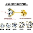 thumbnail image 4 of CROPD Cubic Zirconia Earrings Studs for Women Men, 14K White/Yellow Gold Over Fake Diamond Earrings AAAAA+ CZ Stud Earrings Hypoallergenic Piercing Earring Sets for Women Men Sensitive Ears, 4 of 7