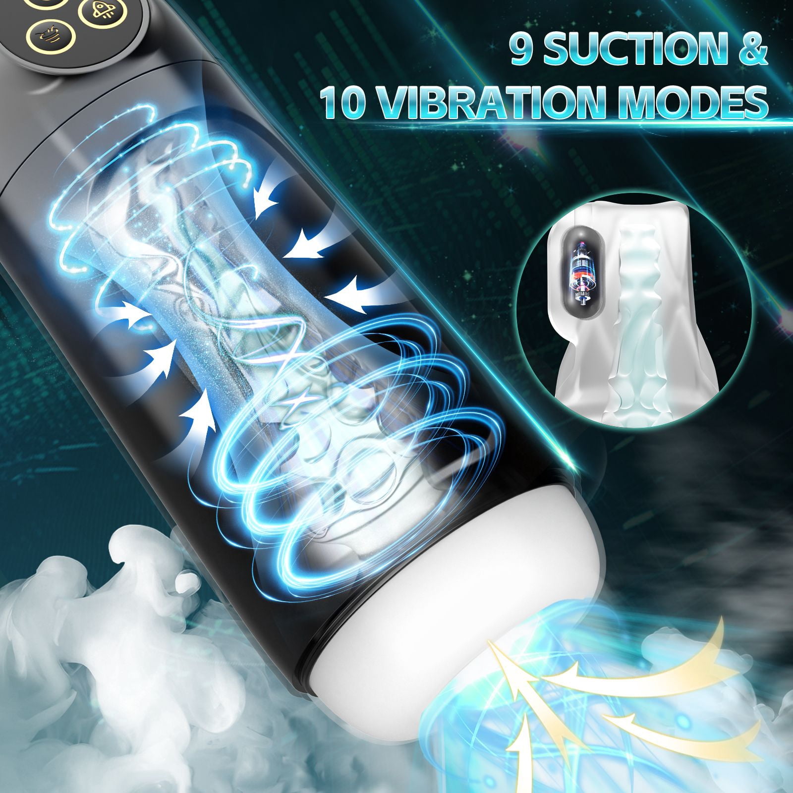 KERERO Male Masturbator Sex Toys for Men, Male Sex Toys with 10 Sucking & Vibrating Modes, Hands-Free Sex Toys with 3D Textured, Male Stroker Sex Toys for Men
