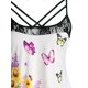 thumbnail image 3 of Talla grande de girasol de la mariposa de la mariposa de la mariposa correas de la parte superior del panel de encaje Rosegal Camisetas sin mangas de talla grande, 3 of 5