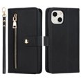 thumbnail image 6 of ELEHOLD Luxury Wallet Case for iPhone 14  6.1" Card Slots Zipper Purse Stand Function with Crossbody Strap Wrist Strap PU Leather Shockproof Case, Black, 6 of 7