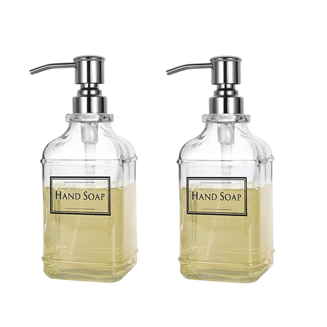 Dispensador de jabón de manos de vidrio; Con bomba de acero inoxidable 304 a prueba de óxido para cocina, baño