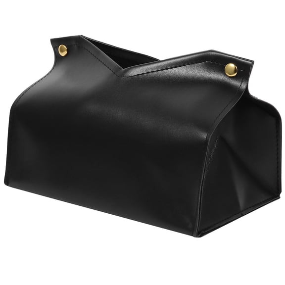 HAMPPLIES Black PU Tissue Box Holder for Household and Hotel Rooms