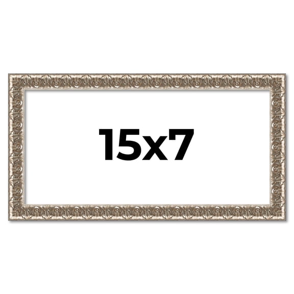 15x7 Frame Silver Versailles Ornate Solid Wood Picture Frame | 1 Inch Moulding Width | Interior