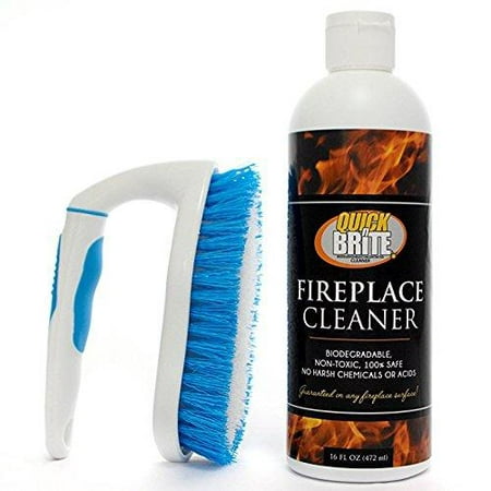 Quick N Brite Gel Kit with Scrub Brush 16oz Heavy Duty, Cleans Fireplace Brick, Stone, Tile, Rock, Removes Soot, Smoke, Creosote and Ash, No Acids, No Harsh Chemicals (Best Way To Clean Fireplace Tiles)