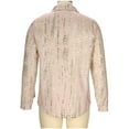 thumbnail image 5 of GuangCheng Men's Long Sleeve Button Down Shirts,Abstract Print,Vertical,Pattern Design Casual Dress Tops Fashion Piece,Khaki,Size XL, 5 of 6