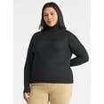 thumbnail image 2 of Time and Tru Women's Ribbed Turtleneck with Long Sleeves, Sizes XS-XXXL, 2 of 6