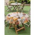 thumbnail image 3 of Outdoor Tablecloth with Umbrella Hole and Zipper, Orange Fall Round Table Cloth 60 Inch Waterproof Tablecloth, Thanksgiving Pumpkins Sunflower Rustic Picnic Table Cover for Patio Camping, 3 of 7