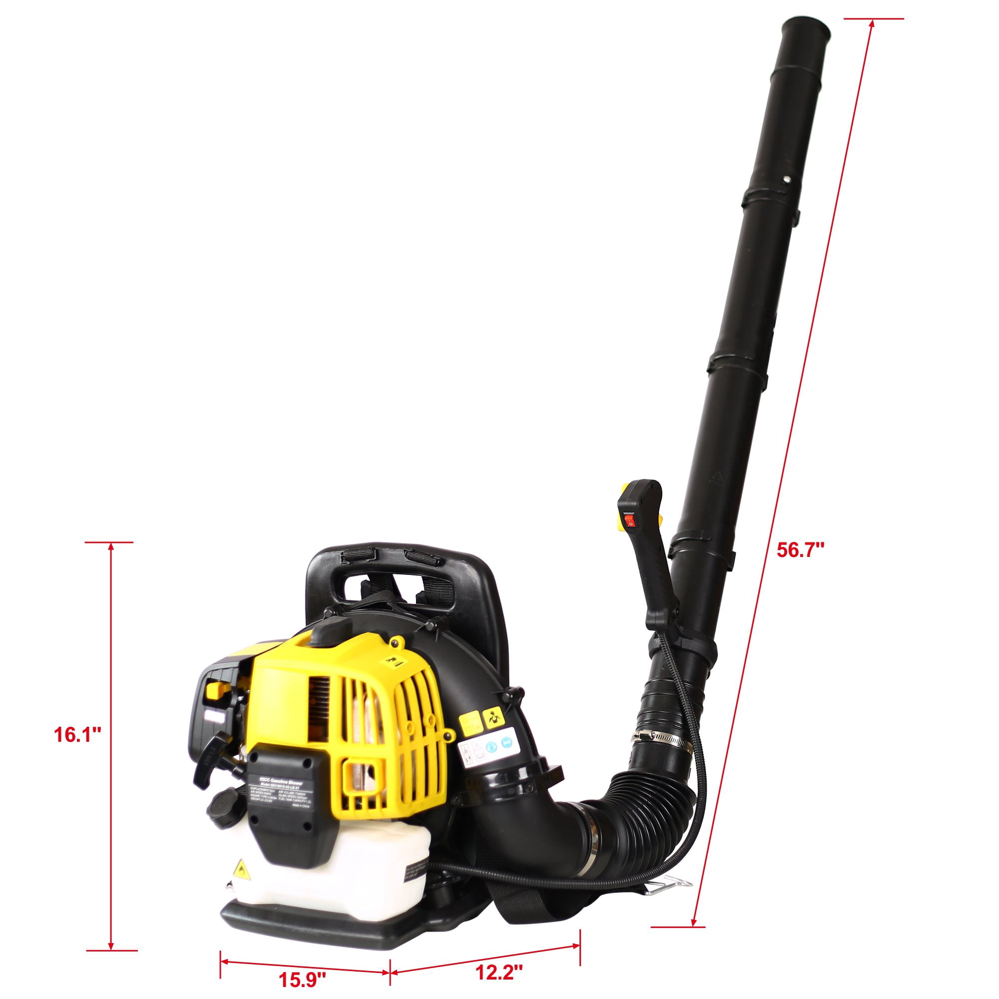 BEIMIMU 52CC Gas Backpack Leaf Blower with 2 Stroke Engine, High-Velocity 530CFM, Ergonomic&Low-Vibration, Cruise Control, Ideal for Year-Round Yard Maintenance Yellow
