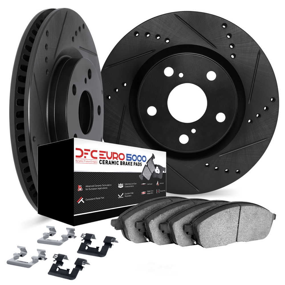 Dynamic Friction Company 8612-31099 DFC Rotors-Drilled and Slotted-Black with EURO 5000 Ceramic