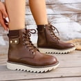 thumbnail image 4 of hzomhy Womens Snow Boots Round Toe Front Lacing Thick Sole Warm Lining for Casual Cold Weather Walking and Daily Wear, 4 of 7