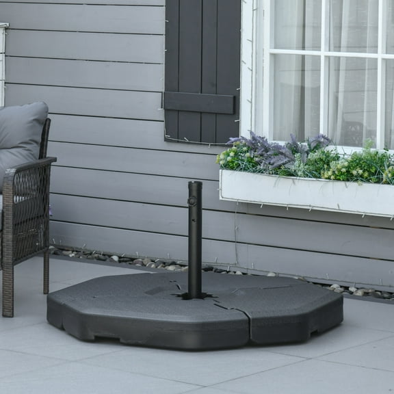 Outsunny 275 lb Black Hexagon HDPE Patio Umbrella Base, Easy-Fill Spouts