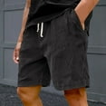 thumbnail image 2 of WTOBBY Men's Corduroy Trendy Casual Bermuda Shorts with Elastic Waist, Multi-Pocket Loose Fit for Street Style Outdoor,Black 2XL, 2 of 4