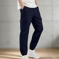 thumbnail image 5 of Riecok Cargo Pants for Boys Elastic Waist Casual Jogging Trousers Bottom with Pockets Solid Color Pull on Pants Navy 11 Years, 5 of 7