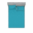 thumbnail image 2 of Geometric Bedding Set with Sheet & Covers, Diagonal Striped Pattern Mediterranean Cruise Colors Ocean Travel Adventure, Printed Bedroom Decor 2 Shams, 4 Sizes, Pale Blue Teal, by Ambesonne, 2 of 3