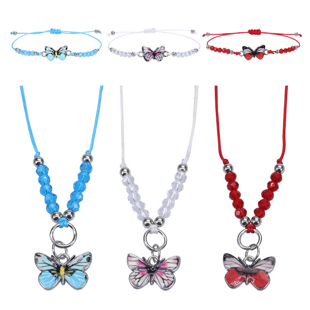 Beaded Necklace and Bracelets for Girls Colorful Wooden Beads Princess