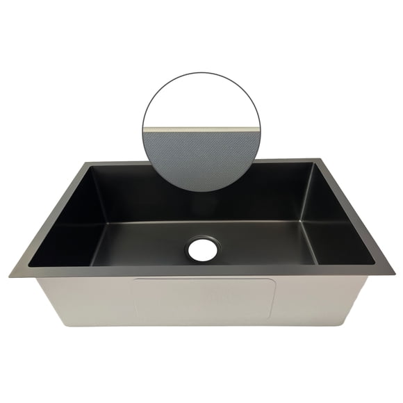 Textured Finish 23-in 16 Gauge Undermount Kitchen Sink - Black Single Bowl Stainless Steel