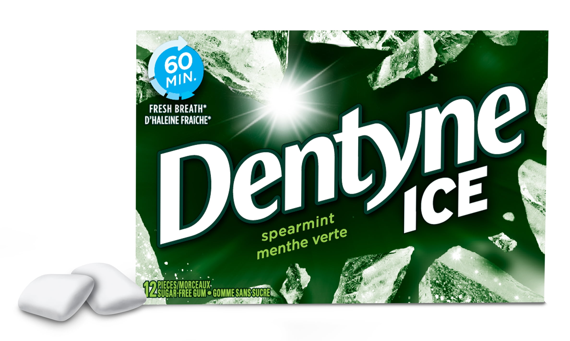 Dentyne Ice, Gomme sans sucre à la menthe verte - Paquet de 4 (48 Morceaux) 4 Paq (12 pcs ea), 48ct