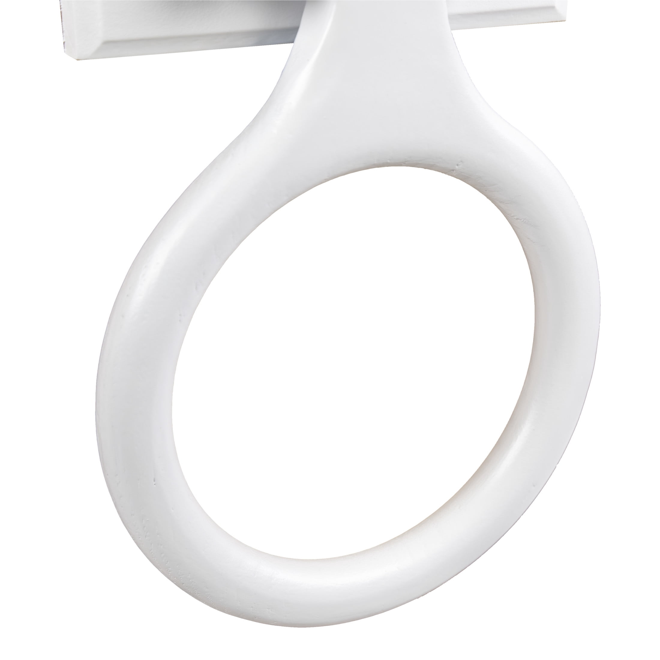 White Wood Dalton Towel Ring, Bathroom and Kitchen Wall Mount