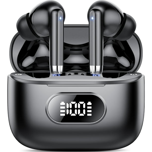 Audífonos Inalámbricos, Audífonos Bluetooth 5.3 con 60H de Reproducción, Pantalla LED, Sonido Estéreo HiFi, Audífonos Impermeables in-Ear con 4 Micrófonos