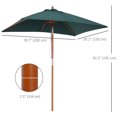 thumbnail image 3 of Outsunny 6.6x5ft Fir Wooden Patio Umbrella with Tilt Mechanism Bamboo Ribs, 3 of 10