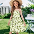 thumbnail image 3 of Uourmeti Green Pickles Print Girls Dress Summer Sleeveless Kids Sundress Cute Spaghetti Strap A Line Midi Swing Dress for Kids Special Occasion,3-14t, 3 of 7