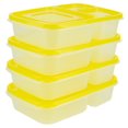 thumbnail image 1 of Contenants de rangement en plastique à 3 sections de Home Basics, (Ensemble de 8), Jaune, 1 of 8
