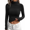 thumbnail image 5 of BTFBM Mock Tops for Women Fitted Long Sleeve Shirts Fall Fashion Clothing Thermal Layering Undershirts Going Out Outfits, 5 of 9