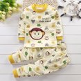 thumbnail image 3 of Ahuyic Toddler Kids Casual Fashion Outfits, Autumns And Winter Solid Color Top And Pants Set For Kids, Fashion Girls And Boys' Casual Long Sleeve Round Neck Collar Botton Printed Long Pants Sets, 3 of 5