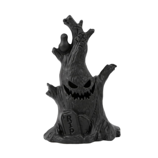Figura decorativa de fantasma de Halloween, lámpara de 10 x 7,5 x 16 cm, escultura de plástico con iluminación decorativa