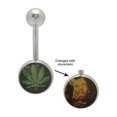thumbnail image 1 of Smoking Pot Hologram Logo Belly Ring, 1 of 1