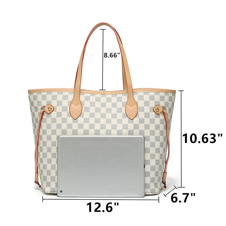 Sexy Dance White Checkered Tote Shoulder Bag With Inner Pouch,Checkered  Cossbody Bag,Checkered Waist Bag,PU Vegan Leather Wallet,Waterproof Makeup  Cosmetic Bag,Fashion Womens Satchel Purse Handbag 