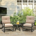 thumbnail image 5 of SUNCROWN 3-Piece Patio Furniture Outdoor Bistro Set Spring Metal Lounge Chairs with Patio Bistro Table and Brown Cushions, 5 of 6