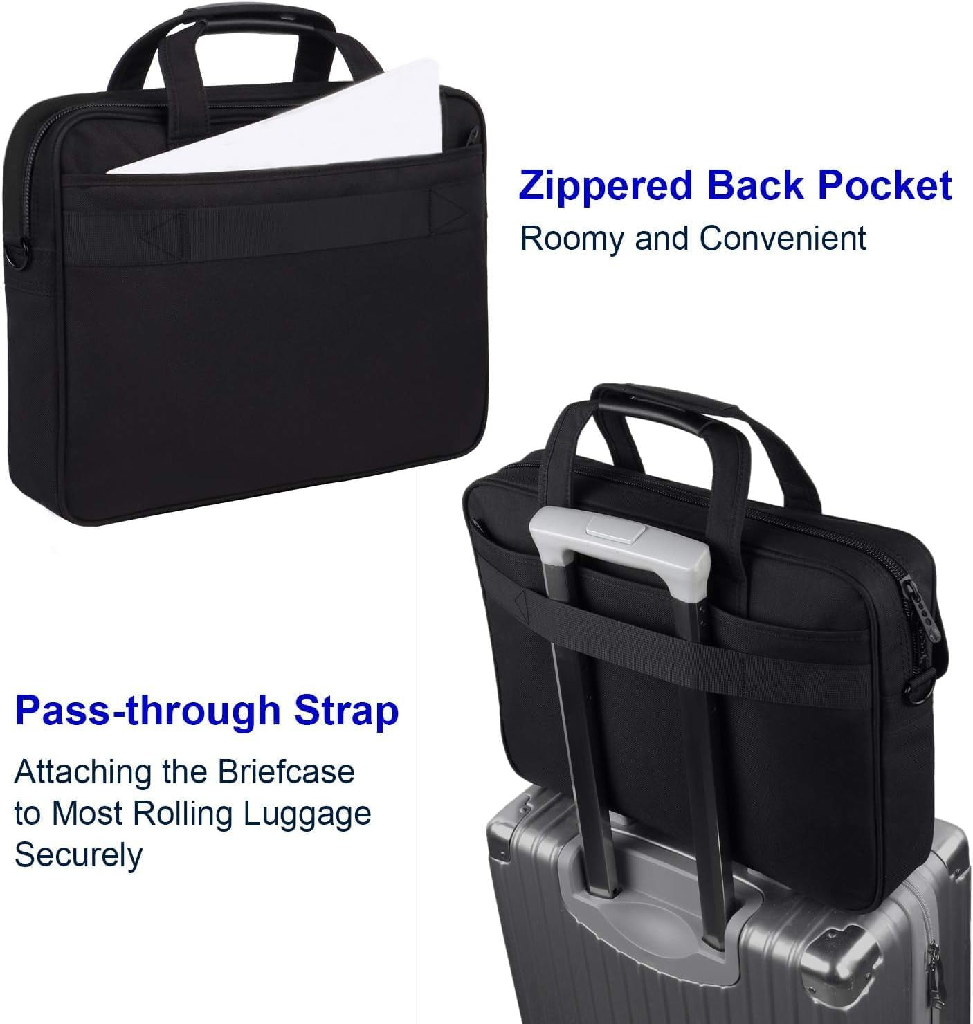 Taygeer Laptop Briefcases for Men, 15.6in Waterproof Work Bag with Laptop Compartment, Black